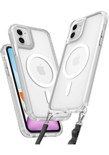 iPhone 11 Kılıf Enka Magsafe Silikon Kılıf - Şeffaf - 14891-1936