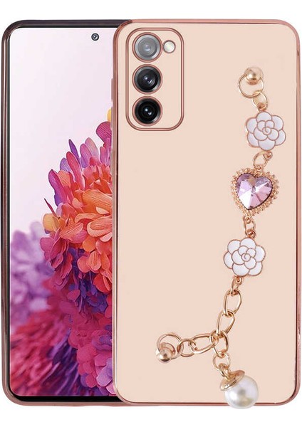 Galaxy S20 Fe Kılıf El Tutamaçlı Kamera Korumalı Scks Taka Silikon Kapak-Pembe