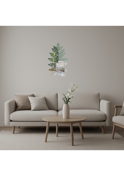 Minimalist Yaprak Tasarımlı Iç Mekan Aynalı Tablo - 13921-1790