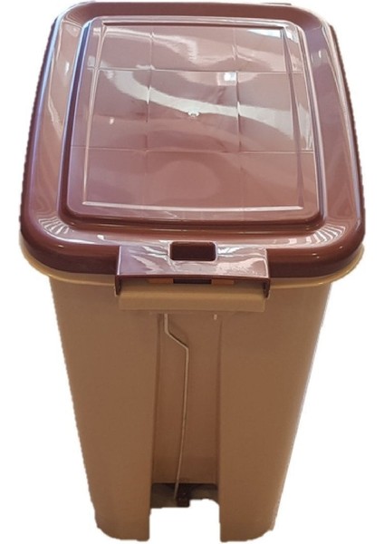 25 Litre Renkli Pedallı Çöp Kovası, Sütlü Kahve Renk, Pratik ve Şık Tasarım