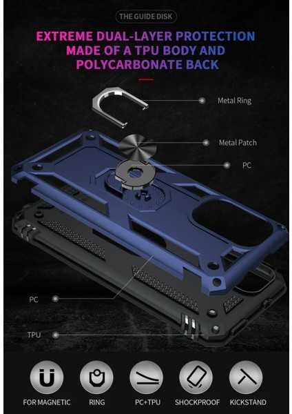 Xiaomi Poco F3 Kılıf Sofya Yüzüklü Silikon Kapak - Lacivert - 11843-2327 indirimleri