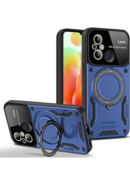 Xiaomi Redmi 12C Kılıf Joy Lens Standlı Kapak - Lacivert - 11609-6038