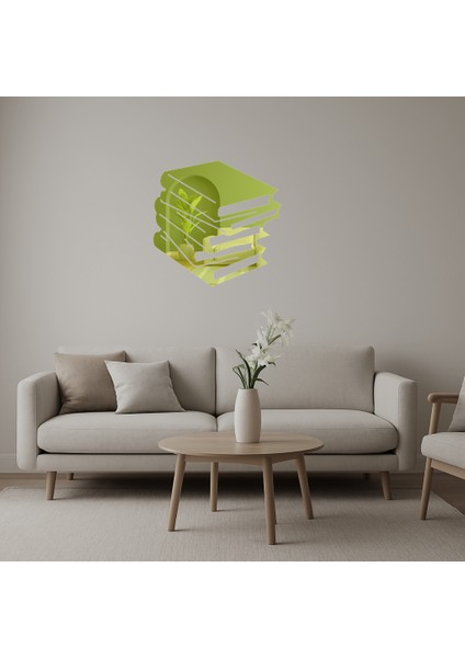 Kitap Seti Temalı Dekoratif Altın Aynalı Tablo - 18104-7065