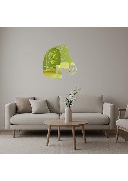 At Yüzü Temalı Dekoratif Altın Aynalı Tablo - 19798-3685