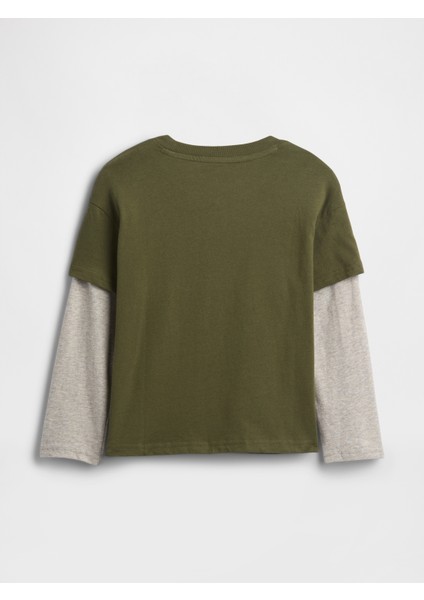 Erkek Bebek Yeşil Grafik Baskılı T-Shirt modelleri