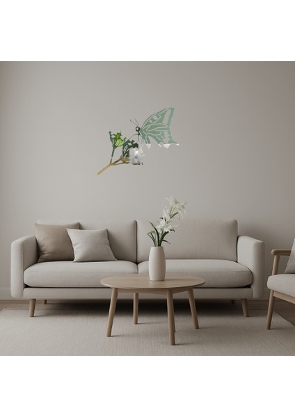 Modern Kelebek Figürlü Dekoratif Aynalı Tablolar - 11521-6117