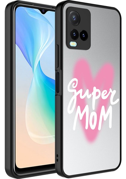 Vivo Y21S Kılıf Aynalı Desenli Kamera Korumalı Parlak Scks Mirror Kapak-Süper Anne