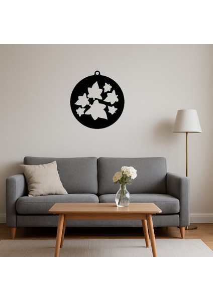 Mdf Daire Yaprak Desenli Dekoratif Tablo - 14653-2948 fırsatları