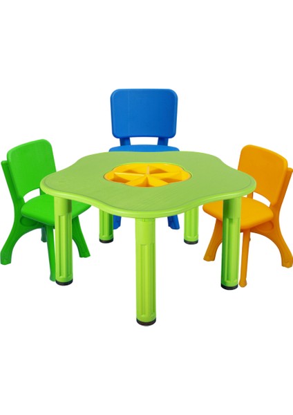 Hazneli Aktivite Masası Seti - 1 Masa 3 Sandalye - Çocuk Oyun ve Etkinlik Masası Takımı - Anaokulu -Kreş fiyatları
