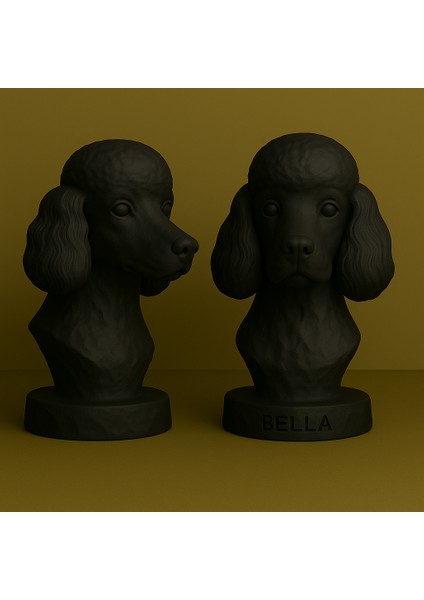 Siyah Poodle Köpek Büstü – Dekoratif Heykel