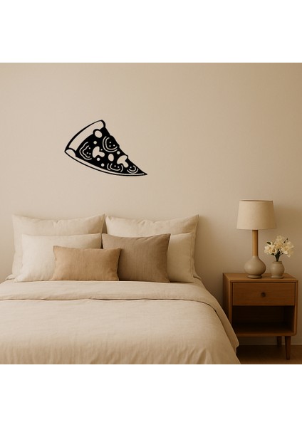 Mantarlı Domatesli Zeytinli Pizza Dilimi Dekoratif Mdf Tablo - 15678-4871