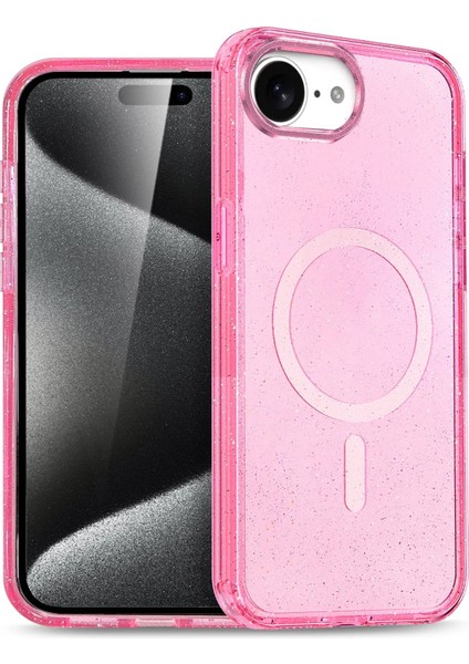 Apple iPhone 16E Star Magsafe Kapak - Pembe - 19133-4658