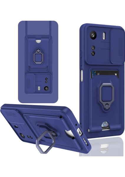 Xiaomi Redmi 13C Kılıf Zuma Kartvizitli Yüzüklü Silikon - Lacivert - 15174-6496