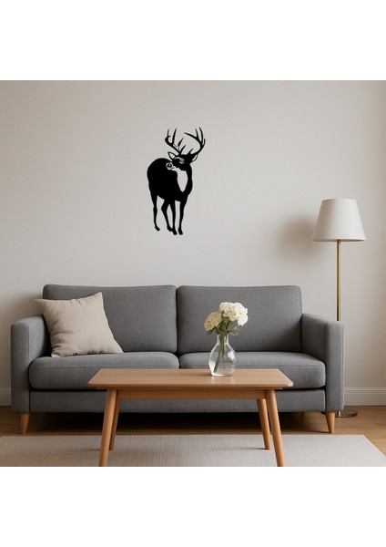 Geyik Silüeti ve Ağaç Detaylı Duvar Tablosu - 19344-8014 fırsatları