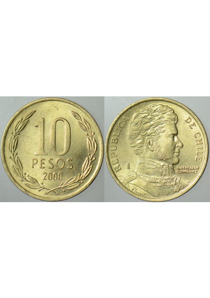 Şili 10 Peso 2000 Çilaltı Kondisyon.