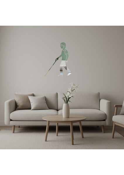 Beyaz Bastonlu Figür Dekoratif Aynalı Tablo - 11552-7757