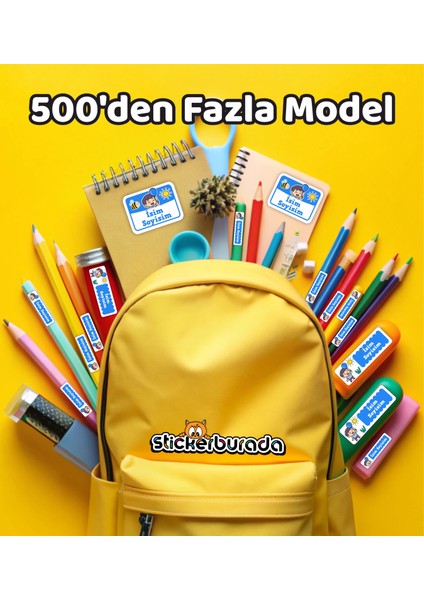 Sevimli Çocuklar Temalı Okul Kreş Kişiye Özel Isim Etiket Seti - Model 626 modelleri