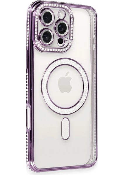 iPhone 16 Pro Max Kılıf Joke Simli Magneticsafe Kılıf - Derin Mor - 16000-2200