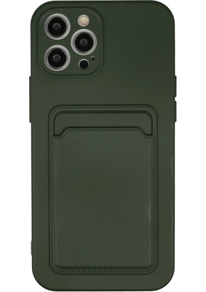 iPhone 12 Pro Max Kılıf Kelvin Kartvizitli Silikon - Koyu Yeşil - 19682-3757