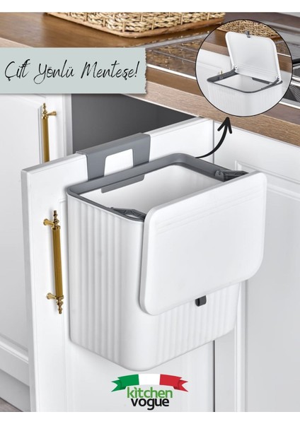 15 Litre Çift Kapaklı Mutfak Çöp Kovası, Askılı ve Tezgah Üstü, Yüksek Hacim fırsatları
