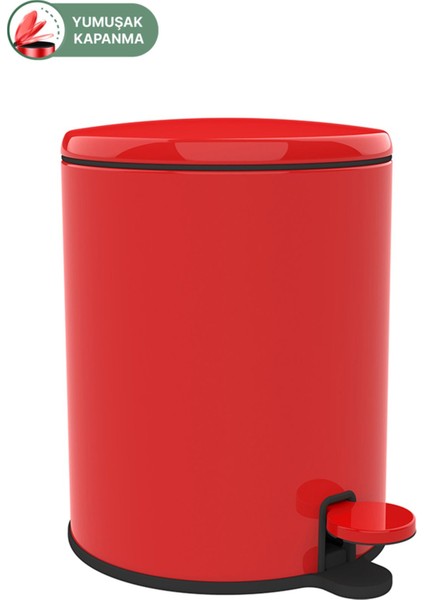 Pedallı 6l Kırmızı Çöp Kovası, Şık ve Kullanışlı Ev ve Ofis Için Ideal.
