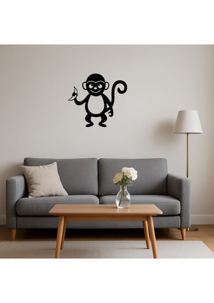 Maymun ve Muz Temalı Dekoratif Tablo - 18251-5493 fırsatları