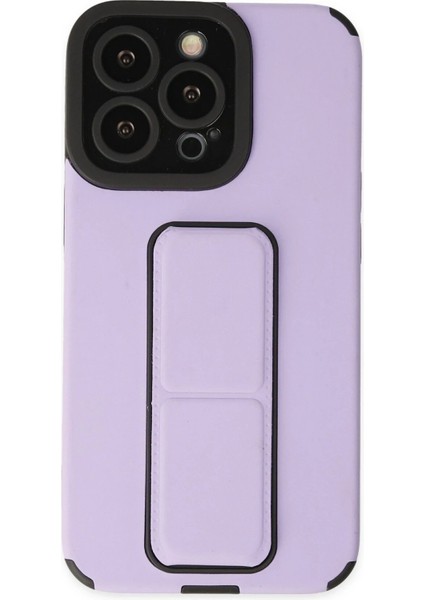iPhone 14 Pro Max Kılıf Mega Standlı Silikon - Lila - 11452-8567