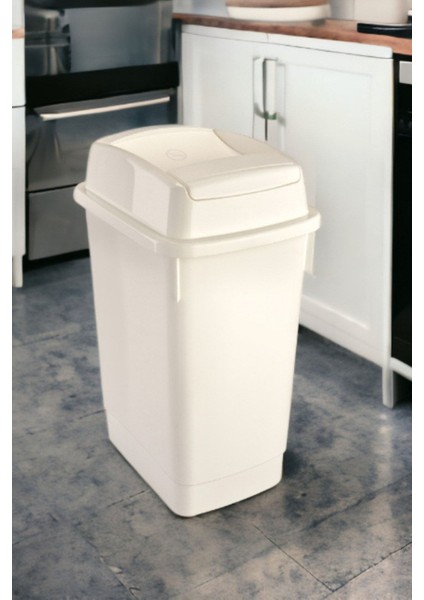 Beyaz 27L Çift Taraflı Itmeli Banyo ve Otel Atık Kovası