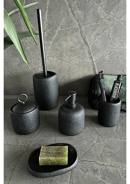 Şık 5'li Siyah Banyo Seti, Kusursuz Temizlik ve Modern Tasarım
