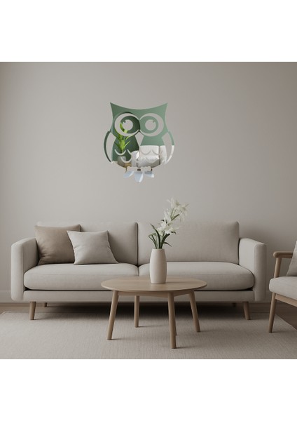 Şık Baykuş Desenli Dekoratif Aynalı Tablolar - 13495-6555