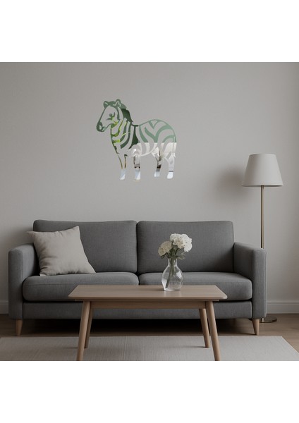 Zebra Desenli Dekoratif Aynalı Tablo - 19046-8906 indirimleri