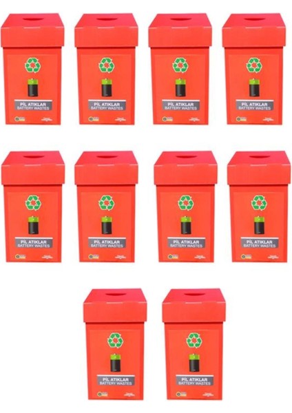 10’lu Renkli Geri Dönüşüm Kutusu Seti, Pil ve Atık Toplama Ünitesi