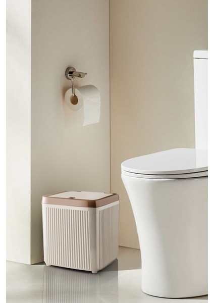 Çizgili Kare Çöp Kovası 3.85 Litre, Banyo ve Mutfak Için Kullanışlı ve Şık Tasarım fiyatları