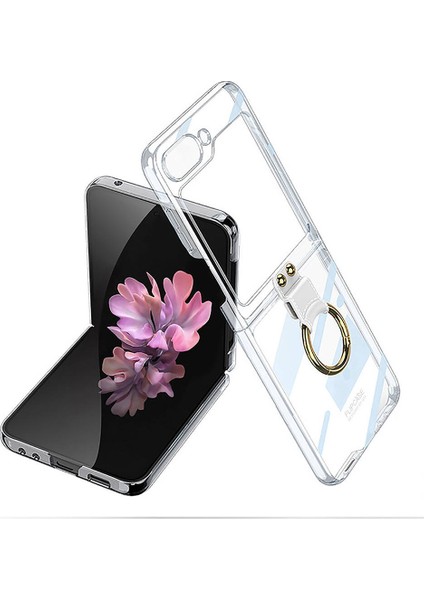 Galaxy Z Flip 6 Kılıf Scks Yüzüklü Kıpta Kapak-Şeffaf