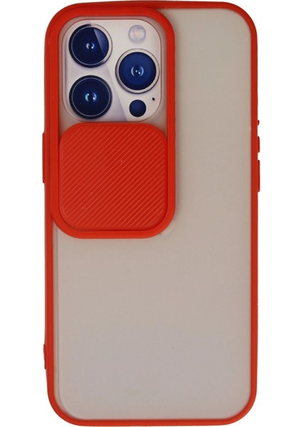 iPhone 13 Pro Kılıf Palm Buzlu Kamera Sürgülü Silikon - Kırmızı - 11405-2857