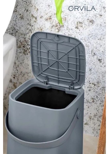 Gri Otomatik Kapaklı Iç Kovalı Tezgah Üstü Çöp Kovası 4 Lt fiyatları