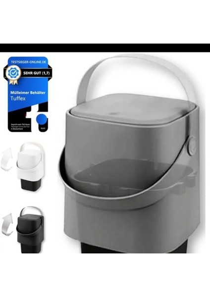 Gri Otomatik Kapaklı Iç Kovalı Tezgah Üstü Çöp Kovası 4 Lt modelleri