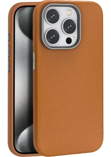 iPhone 16 Pro Wonder Deri Magsafe Kapak - Kahverengi - 18549-1075