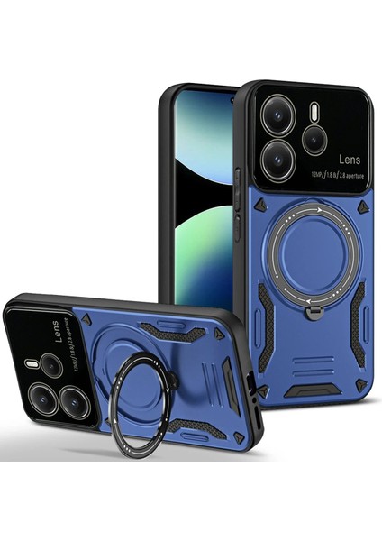 Xiaomi Redmi Note 14 4g Kılıf Joy Lens Standlı Kapak - Lacivert - 17566-4887