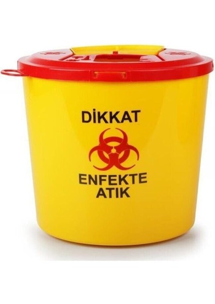 10 Lt Tıbbi Atık Çöp Kovası Sarı Sağlıklı ve Güvenli Temizlik Malzemesi