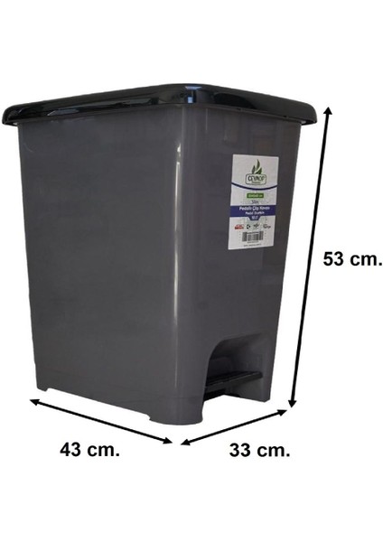 Gri 50 Litre Pedallı Çöp Kovası, Pratik ve Şık Temizlik Çözümü