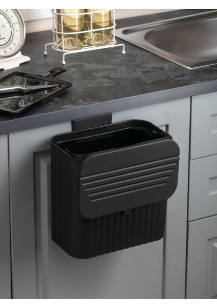 Siyah 12L Mutfak Tezgah Üstü ve Dolap Askılı Çöp Kovası modelleri