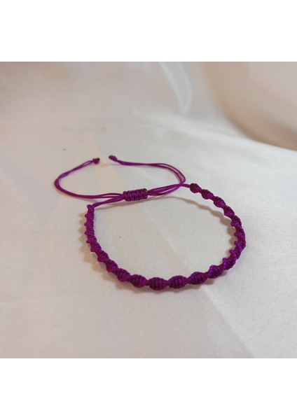 Mor Spiral Makrome Örgü İp Bileklik, Suya Dayanıklı Makrome Bileklik, Asansörlü Ayarlanabilir El Yapımı Unisex Bileklik, Makrome Bileklik, Örgü Bileklik, İp Bileklik, Hediye Bileklik