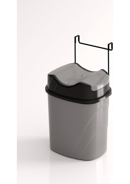Mat Siyah ve Gri Renklerde, Askılı, Yutmalı Kapaklı Çöp Kovası SF007 fiyatları
