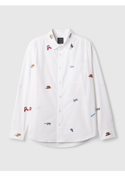 Erkek Beyaz Dap × Gap Işlemeli Oxford Gömlek fiyatları