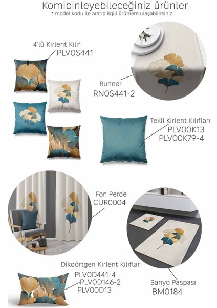 Yıkanabilir Kaymaz Tabanli 2'li Banyo Paspası Seti, Gold Ginkgo Desenli, Ekru, 60X100 ve 50X60 cm fiyatları