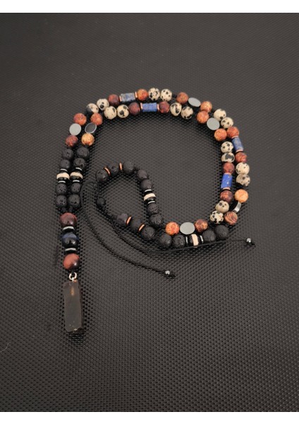 Sertifikalı Fosilli Damla Kehribar-Lav Taşı-Tibet Akiği-Tamburlanmış Akik-Lapis Lazuli-Dalmaçya Jasper Doğaltaş Kolye Takı Aksesuar Erkek Kolye Kadın Kolye