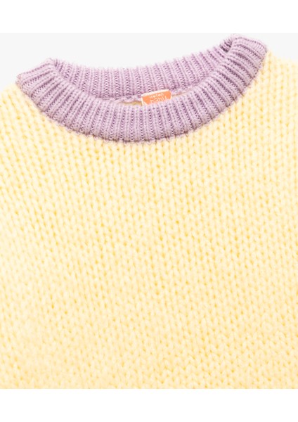 Uzun Kollu Bisiklet Yaka Renk Bloklu Triko Kazak modelleri