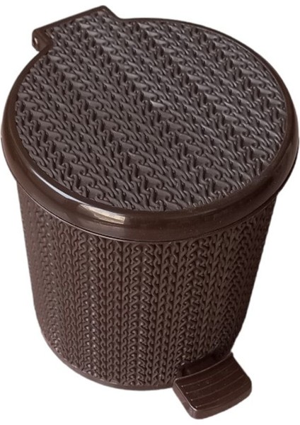 Kahverengi Pedallı Mini Plastik Çöp Kovası, 3,5 Litre, Banyo ve Wc Için Ideal