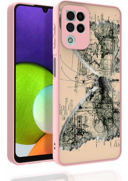 Galaxy A22 4g Kılıf Desenli Kamera Korumalı Parlak Scks Nora Kapak-No4